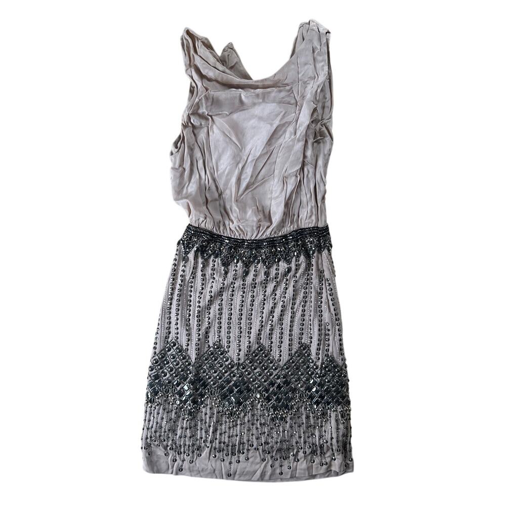 Vintage Bebe Sequence Cream Dress Size 2XS